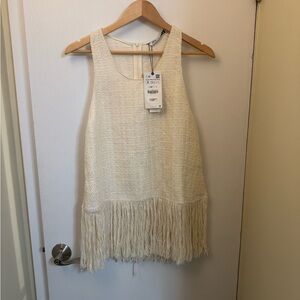 Zara Cream Fringe Tank Top